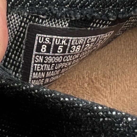 Skechers Wedge Sandals Women's Size‎ 8 Dark Blue Denim Espadrille Open Toe Heels - Picture 12 of 12